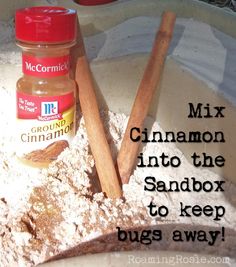Mix some cinnamon with the sand and the sandbox will stay bug free! #KidsSandbox