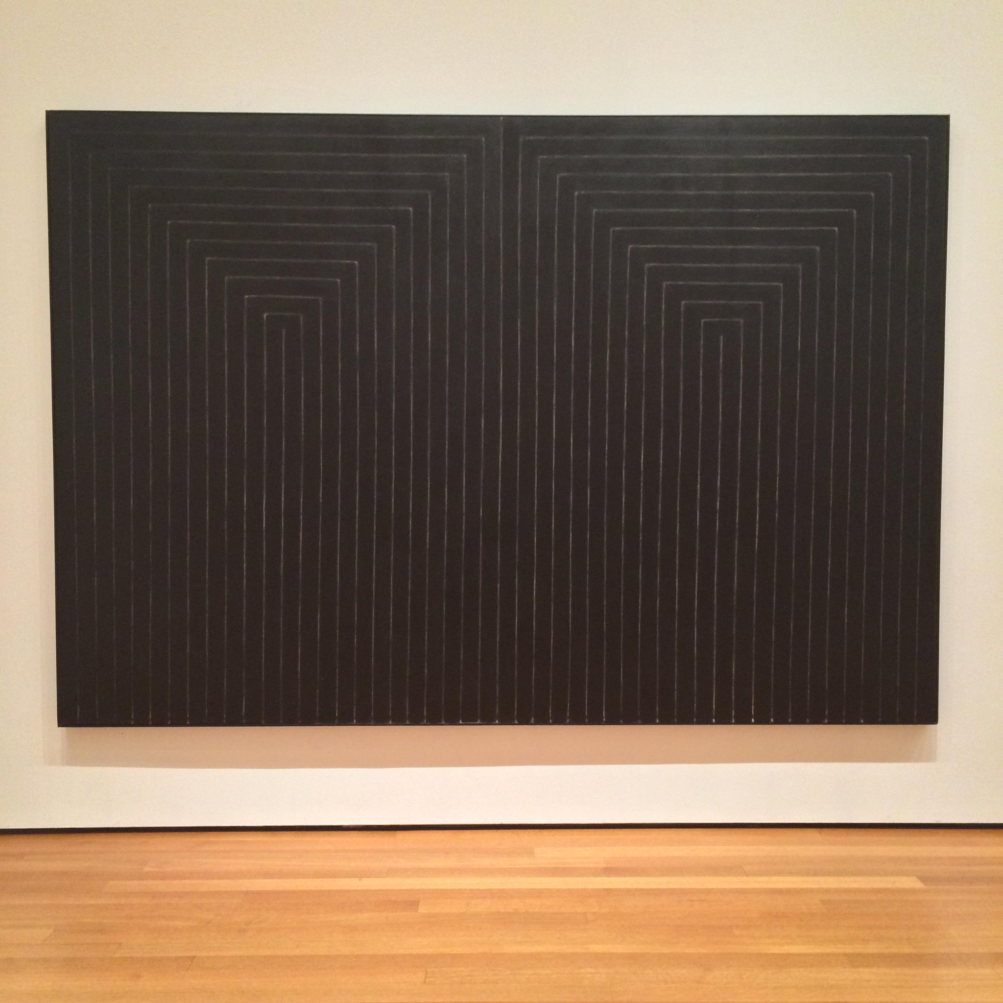 Happy birthday, Frank Stella! He made this painting for MoMA\s exhibit \"16 Americans\" in \59.  