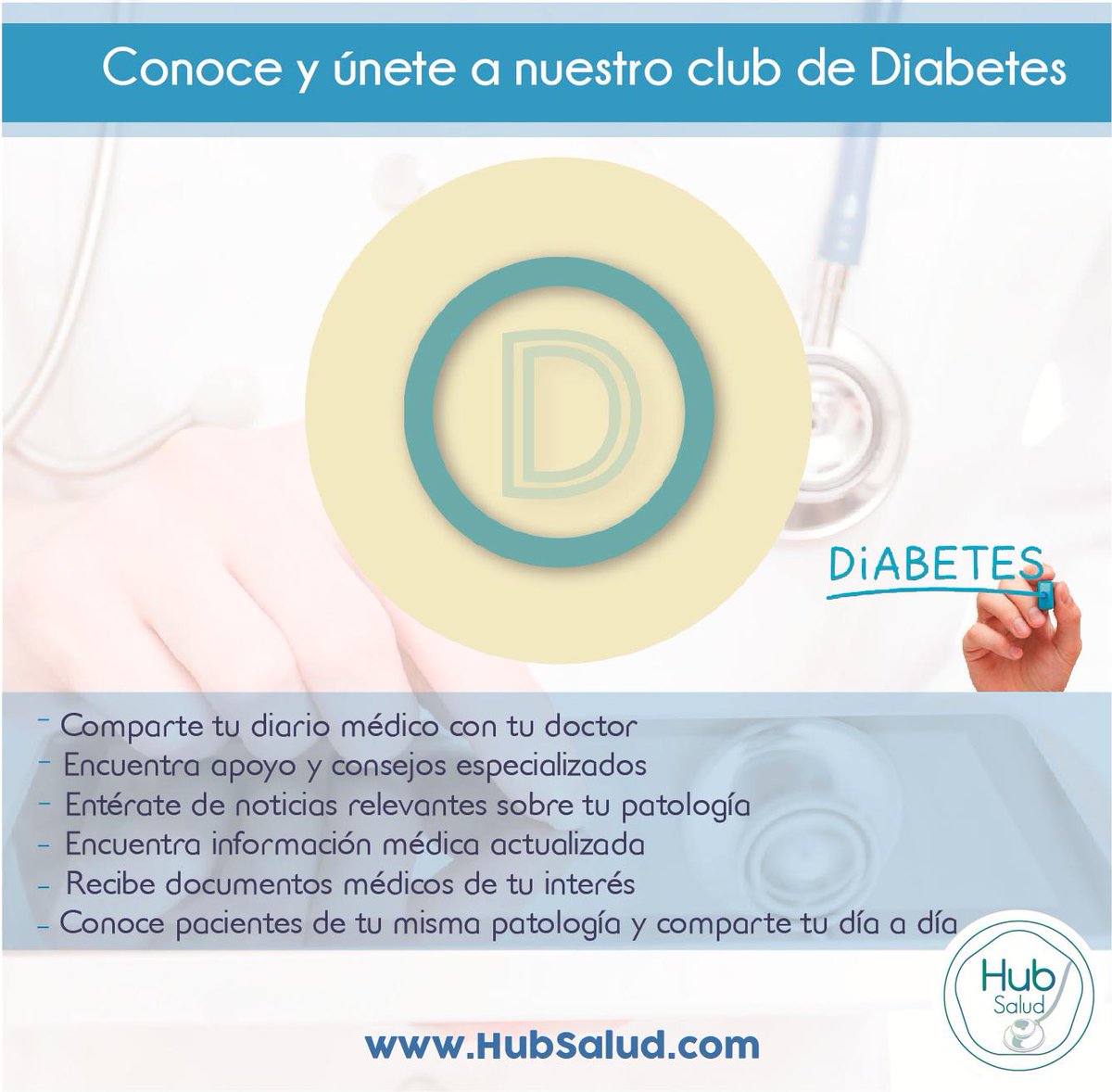 HubSalud's tweet photo. Conoce nuestro club de diabetes. Donde encontraras valiosa información médica actualizada.  #Salud #Diabetes http://t.co/GGHR22YP4e