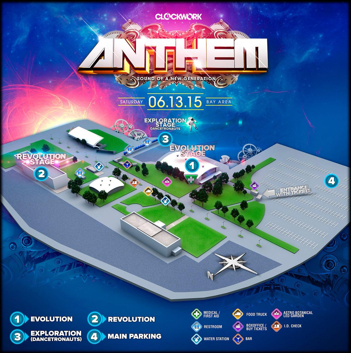 ClockworkEventz's tweet image. Stages on stages of great music!  #anthemBayArea #edm #festival #housemusic #dj #BayArea June 13th summer is coming.
