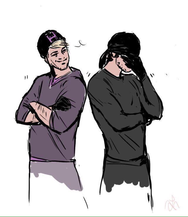 ComicBookNOW's tweet image. Hawkeye and Daredevil agree to say "I'm the eyes" - "and I'm the ears" then giggle at how cheesy they're acting. 😂
