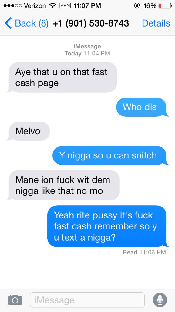 FASTCASHFOREVA's tweet image. Retweet this fuck boy. @MoneyManMelvo