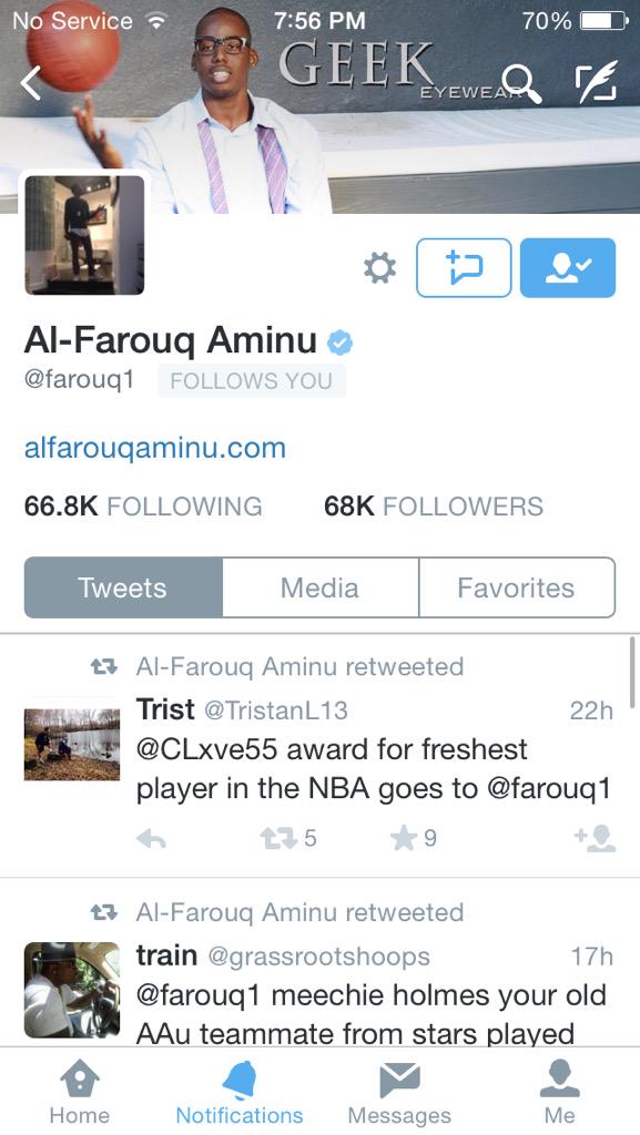 An NBA player followed me 😱😱 <a href="/farouq1/">Al-Farouq Aminu</a>