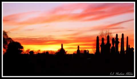 Sunset over Kilwinning cemetery. 
@KilwinningCE  @scotlandscenes