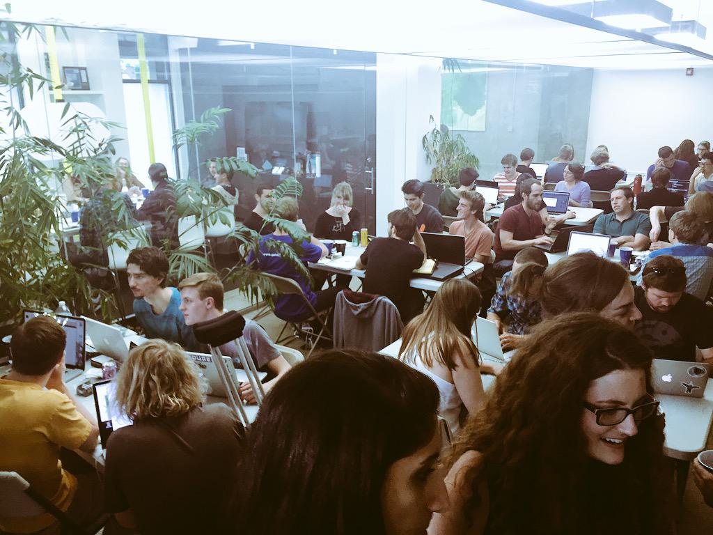 HalieNoble's tweet photo. Very cool to see #HumorHackfest in action! Even more cool? Meeting several inspired #womenintech! #bsw15 @quickleft http://t.co/g0GrTPasUP