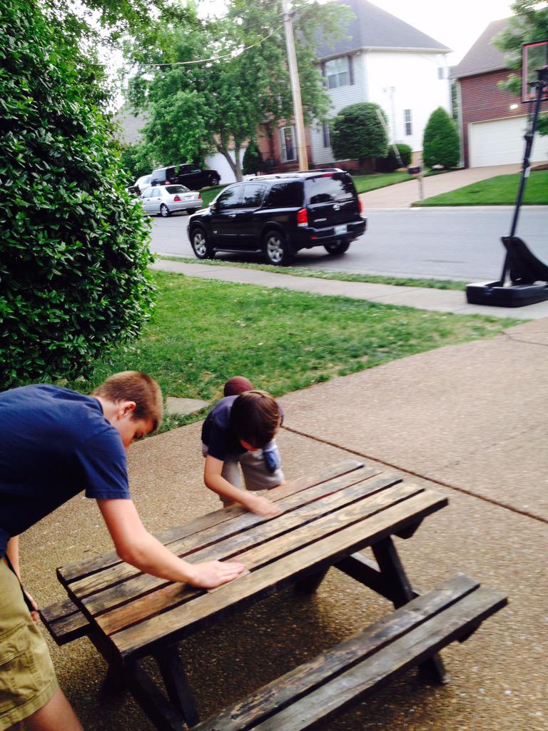 CDanielsMusic's tweet photo. My boys Lawson &amp; Will &amp; I makin' something old, new again. #homesweethome http://t.co/oMLkUjL5R4