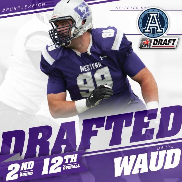 Congrats to Daryl Waud, the newest member of the <a href="/TorontoArgos/">Toronto Argonauts</a>! #CFLDraft #PurpleReign