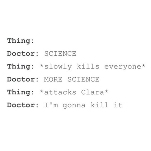 RaggedBowtieMan's tweet image. The 12th Doctor summed up in 1 picture #12thDoctor #Clara #Oswin @Oswald #Whouffle #Science