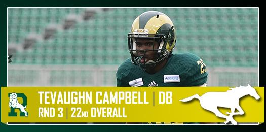 reginarams's tweet photo. It's the @calstampeders for @TevaughnsC! The DB/KR goes in the third round, 22nd overall. http://t.co/YQjoIZRBHe