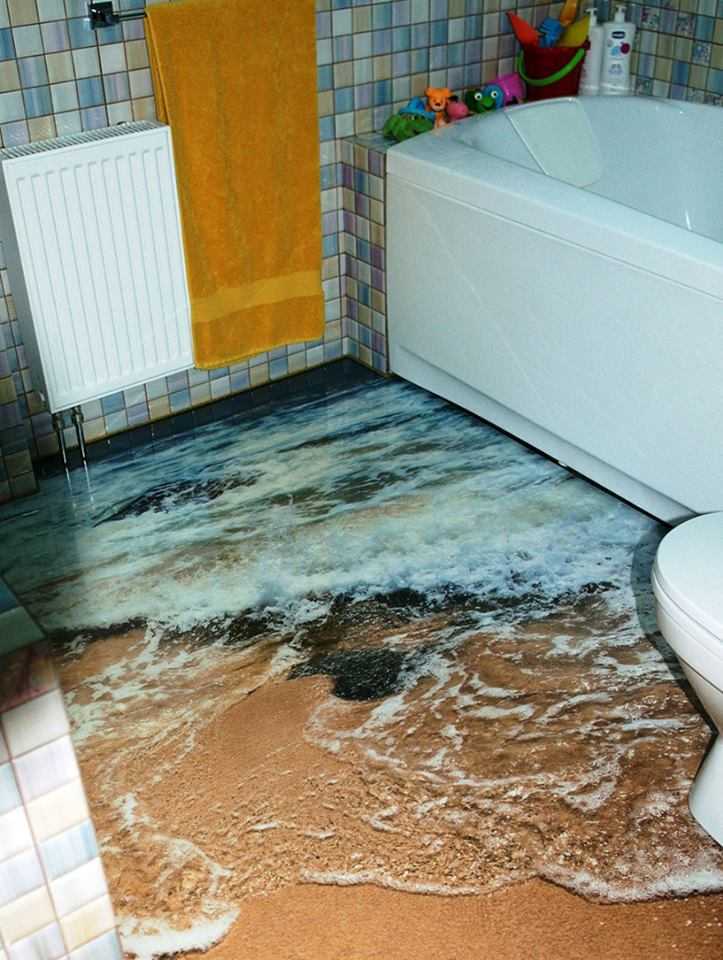 Awesome bathroom 3D floor work... water is looking so real