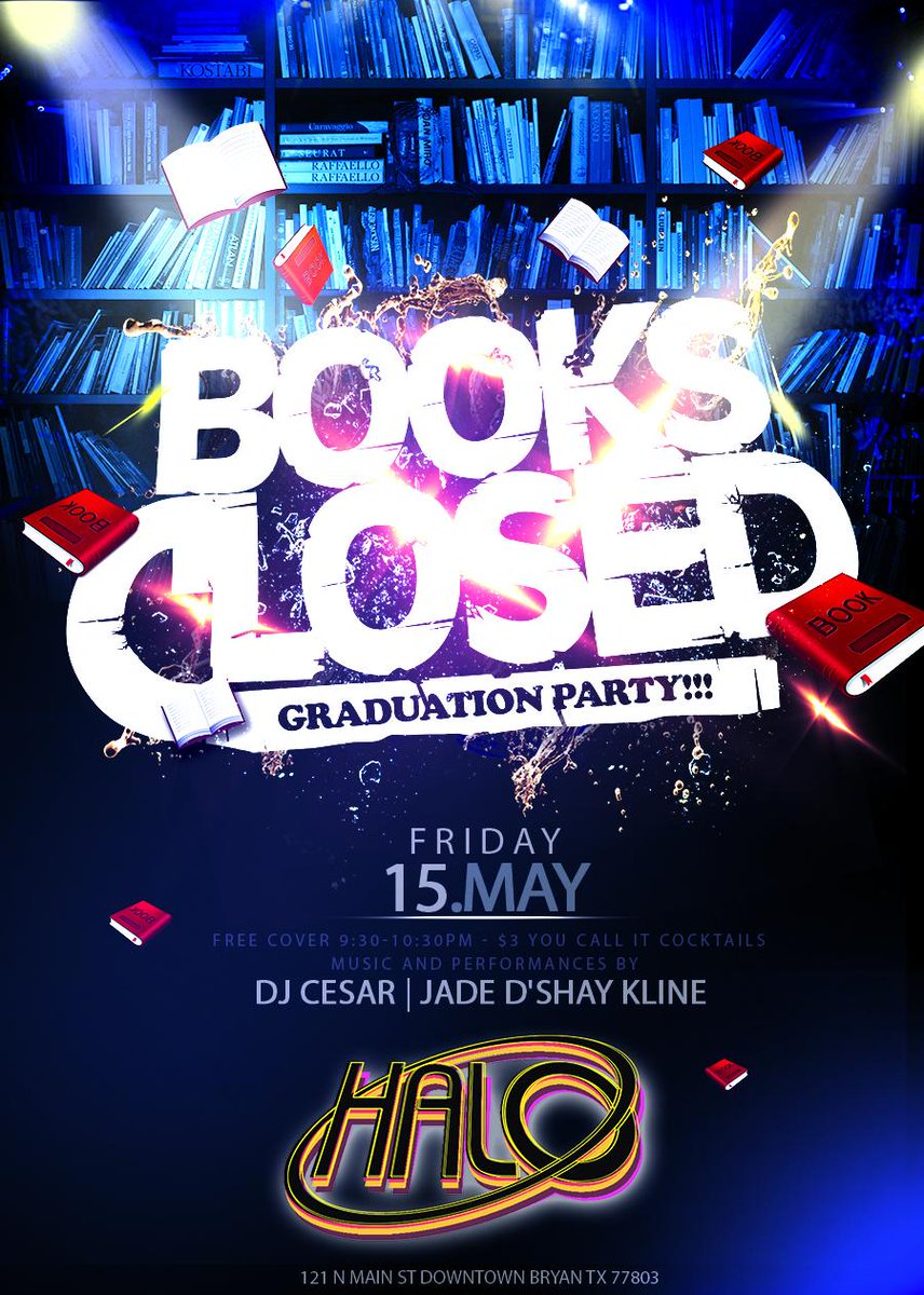 gqcesar's tweet photo. HALO FRIDAY 5/15/15  THE GRADUATION PARTY!!!  FREE COVER 9:30 - 10:30PM http://t.co/I8SP48lHlU