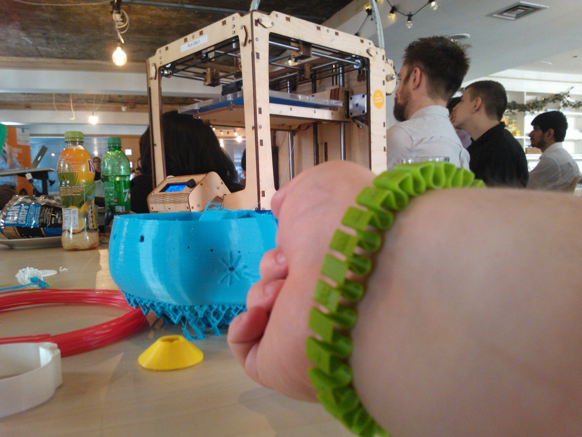 Adamgpike's tweet photo. That little wooden cube printed all these things. Never fails to amaze. #TechCampUk #FablabUk http://t.co/AAzFrCHUMO