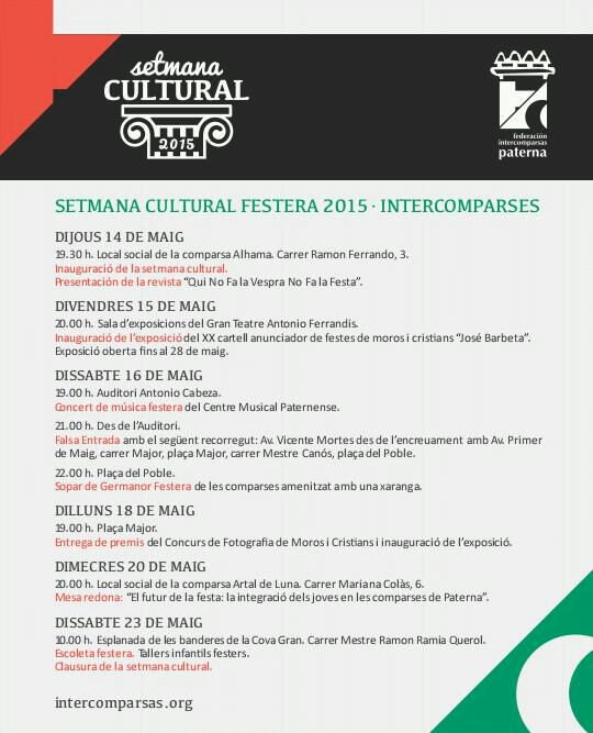 Intercomparsas's tweet image. Eeepppp que mañana arranca la Semana Cultural Festera y aun no te has enterado? Mas info en intercomparsas.org/noticias/seman…