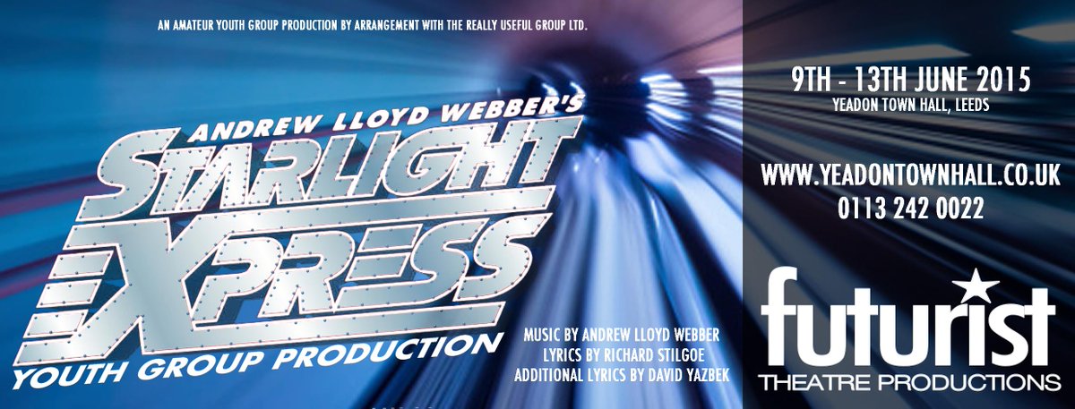 Yeadon Town Hall (@yeadontownhall) on Twitter photo Starlight Express is rolling into <a href="/YeadonTownHall/">Yeadon Town Hall</a> 9th-13th June 2015. Definitely not to be missed! #leeds #musical Starlight Express is rolling into <a href="/YeadonTownHall/">Yeadon Town Hall</a> 9th-13th June 2015. Definitely not to be missed! #leeds #musical