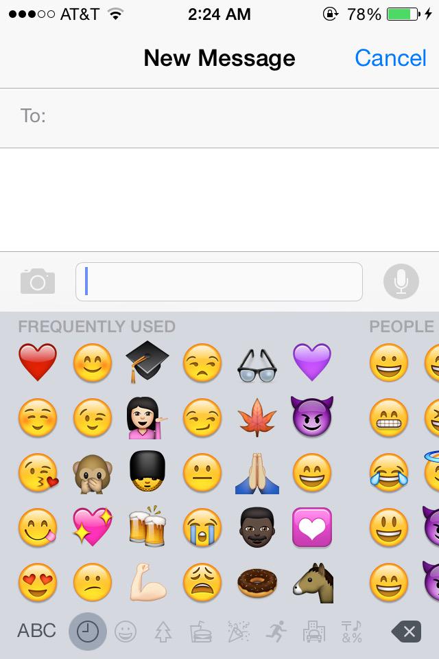 Jenellie_s's tweet photo. You can tell a lot about a person from their recently used emojis🙊😋😘☺️😉😊❤️💜😈😏 http://t.co/INGzcxFZU3