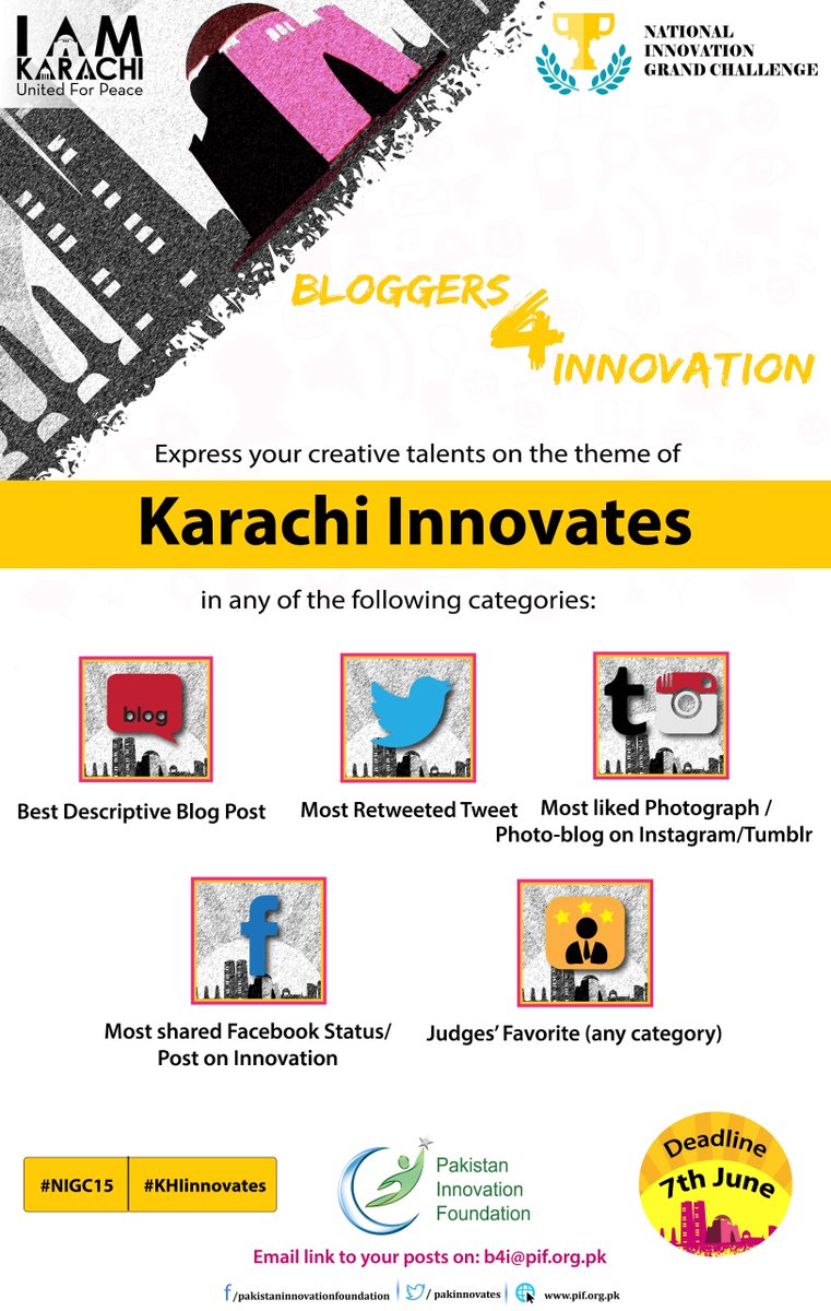 nigcpk's tweet photo. Create a positive narrative via #sm on "innovation for a peaceful Karachi" #KHIinnovates #bloggerscontest Pls RT http://t.co/3j1rSH97jN