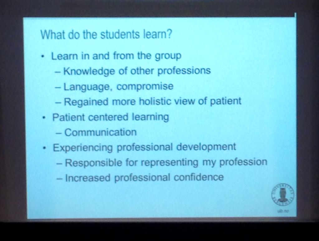 IGS_UiB's tweet image. Samarb. på tvers av helsetjenester med #TVEPS; hva lærer studentene? Bl.a. å snakke så folk forstår! Iflg @RLSKjome