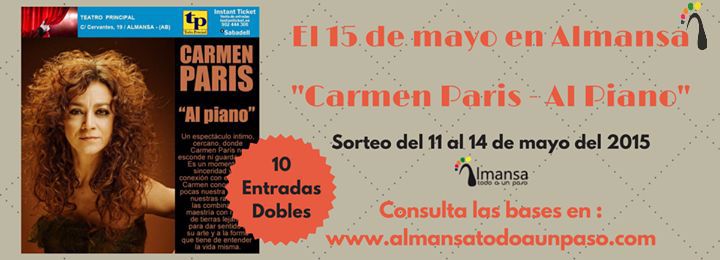 MisPasosAlmansa's tweet photo. Seguimos de Sorteo de 10 entradas dobles para el #conciertodePiano de Carmen Paris, #Almansa http://t.co/12uzBF1I6R http://t.co/SWE44DHHce