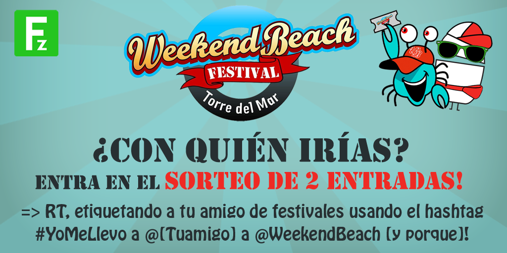 FanTeamzES's tweet photo. ¿Con quién vas al @weekendbeachfes? Sorteo de 2 ENTRADAS GRATIS!! Sigue las instrucciones... Go Go Go!!! #YoMeLlevo http://t.co/Ign4iUJmuv
