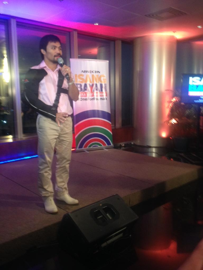 DZMMTeleRadyo's tweet photo. PANOORIN: Pacquiao, nagpasalamat sa suporta ng Kapamilya Network #OneForPacman http://t.co/aSXiLPTrYo http://t.co/fb4EphF1KW