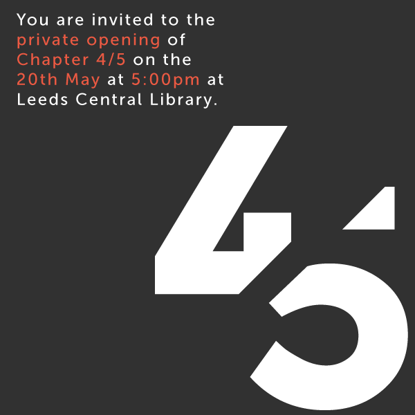 fourfiveLCA's tweet image. @QubikDesign Come along to the opening of @fourfiveLCA at Leeds Library showcasing graphic design work by Lvl 4/5