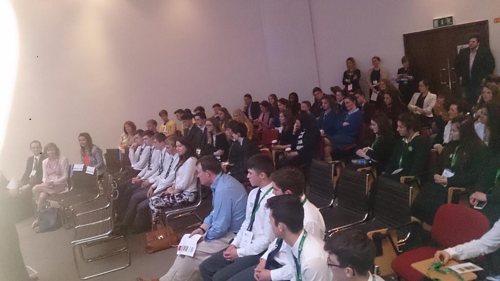 Helen Rafftery introduces the judges to the @JA_Irl to the finalists.<a href="/RyanAcademy/">DCU Ryan Academy</a> is delighted to have everyone here!