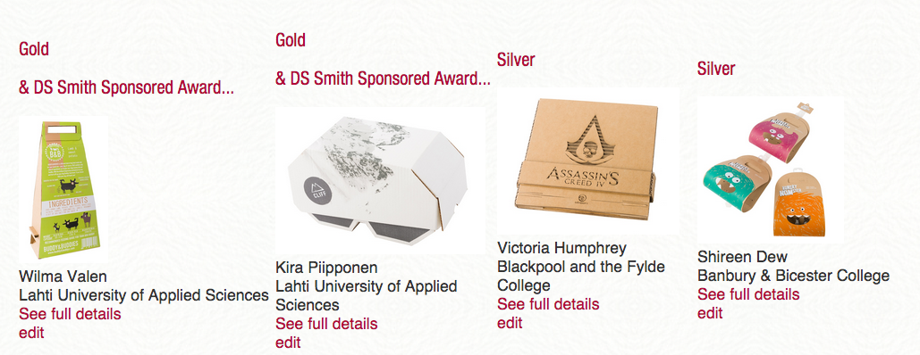 StarpackComp's tweet photo. Fab designs for new use of corrugated board brief, sponsored by @dssmithpack #starpack15 http://t.co/ErJuL60HoK http://t.co/lBHr5QLQEx