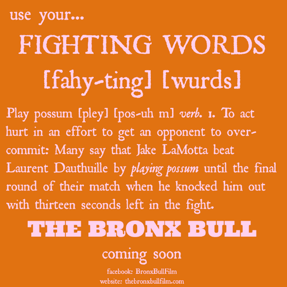 BronxBullFilm's tweet photo. #Boxing #WordoftheDay "play possum." #lamottafilm #bronxbull #boxinghistory #boxingnews http://t.co/qqFEUYIWpZ