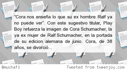 muchaF1's tweet image. #F1 Cora Schumacher, portada en Play Boy j.mp/1cU3wHt