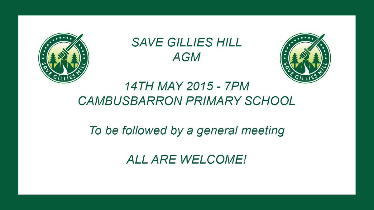 SaveGilliesHill's tweet photo. AGM tomorrow night folks! http://t.co/3VBzFckqk4