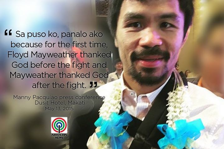 ABSCBNNews's tweet photo. Here's why Manny Pacquiao thinks he is the winner in his match against Floyd Mayweather Jr. #OneForPacman http://t.co/p4rJHBE2eP