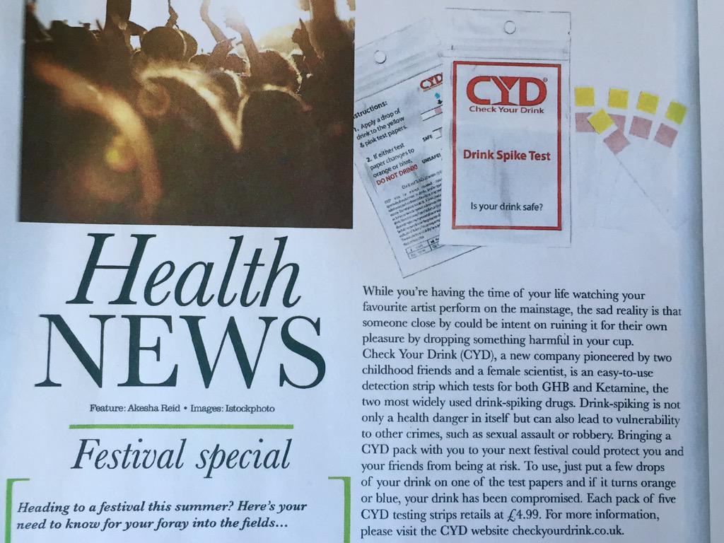 CheckYourDrink's tweet photo. #CYD is featured in Black Hair magazine. If you are heading for a festival this summer, bring a CYD pack with you. http://t.co/p8BHPq2OEx