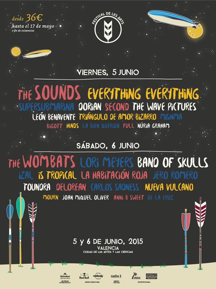 lesartsfest's tweet photo. ¡Llega Les Arts a Valencia! @thewombats @thesounds @lorimeyersband @Supersubmarina @IZALmusic @Dorian_Oficial y más! http://t.co/JfbFyinsqH
