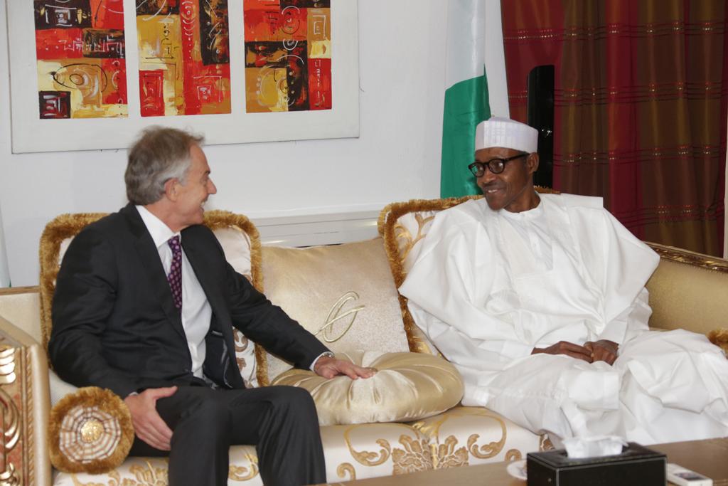 NGRPresident's tweet photo. .@MBuhari receiving former UK Prime Minister, Tony Blair at the Defence House in Abuja this morning. http://t.co/XEexgL8t8h