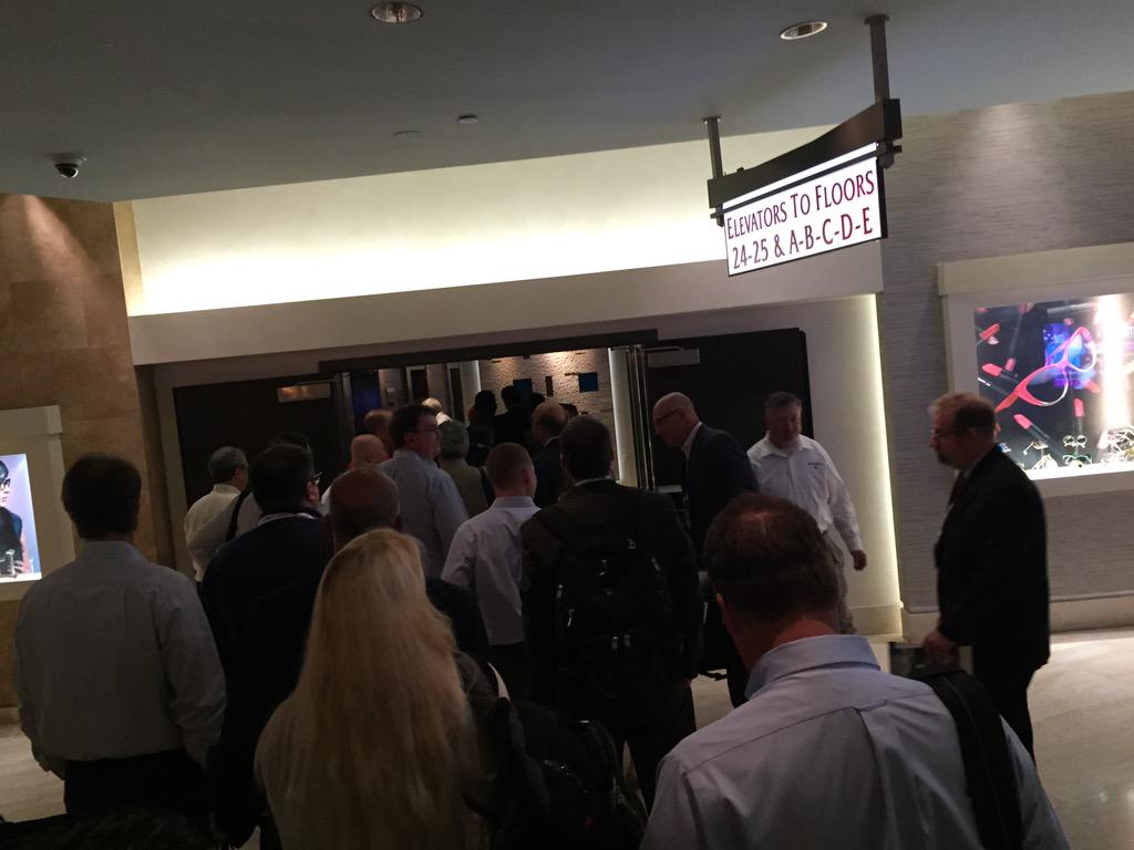 sacooper321's tweet image. Add the @TheMirageLV to the list of hotels NOT able to handle conventions. #elevatorissues