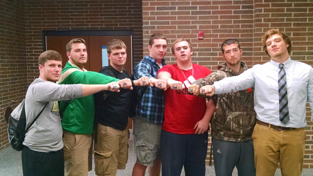 STATE CHAMPIONSHIP RINGS ARE IN!!!!! 
Seniors with the rings.