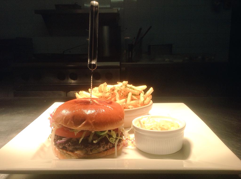 George Burger freshly ground beef from T&amp;L coopers family butchers. Shredded salad,homemade coleslaw and herby fries.