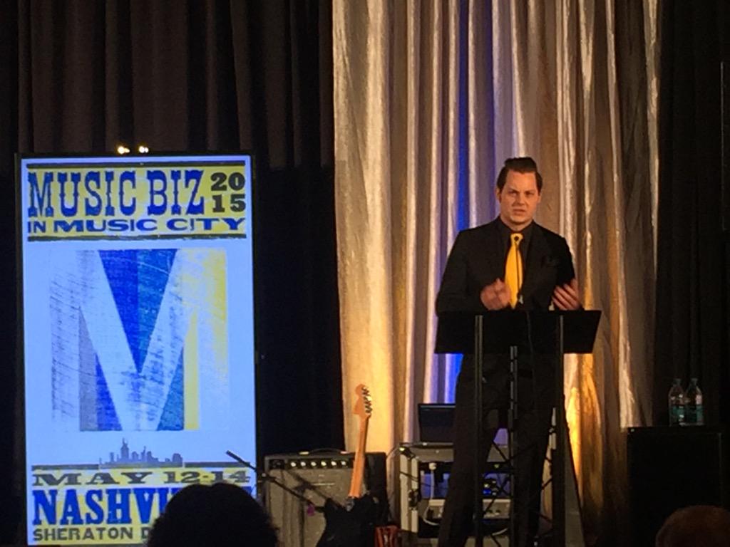 "Music is sacred."
Jack White (@ThirdManRRS) wins #MusicBiz2015 #Innovator Award
