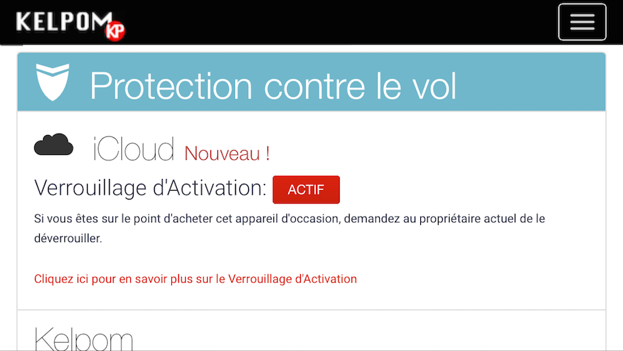 Kelpom's tweet photo. Kelpom vous indique maintenant si les appareils #iOS sont verrouillés sur un compte #iCloud! http://t.co/3twajy02yg http://t.co/azdDeLaWaW