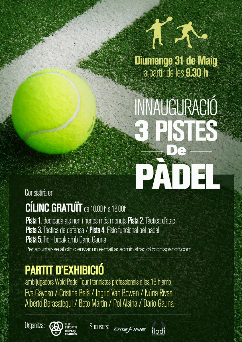 31 de Maig-Inauguració 3 pistes de #pàdel al #CEHF amb <a href="/a_berasategui/">Alberto Berasategui</a> <a href="/dariotmax530/">Dario federico Gauna</a> <a href="/nuriarivasv/">nuria rivas vázquez</a> <a href="/albertsamu9/">Albert Martinez</a>