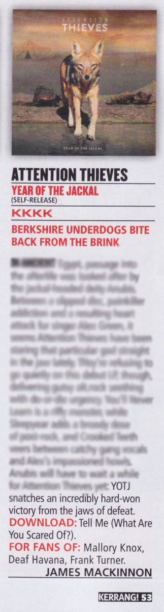 atbanduk's tweet photo. Big thanks to @KerrangMagazine for the awesome review of 'Year Of The Jackal' in this weeks issue! #ThievesAreBack http://t.co/rAbBS4maj6