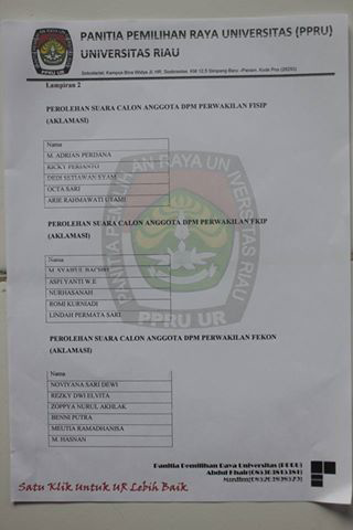 ppru2015's tweet photo. ....tentang Penetapan Hasil Pemilihan Raya Universitas Riau 2015. http://t.co/6SroFHqShp