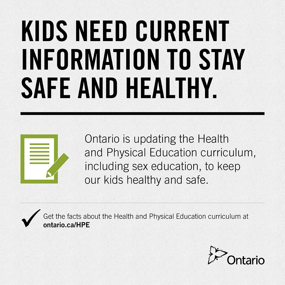It's important to keep kids healthy &amp; safe by teaching current &amp; accurate information. #SexEd ontario.ca/HPE