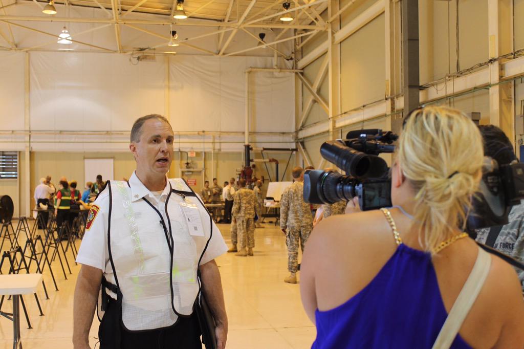 #SCNDMS15 Incident Commander Michael Edmonds, Asst. Chief for Columbia Fire Dept., speaks to media about the drill.