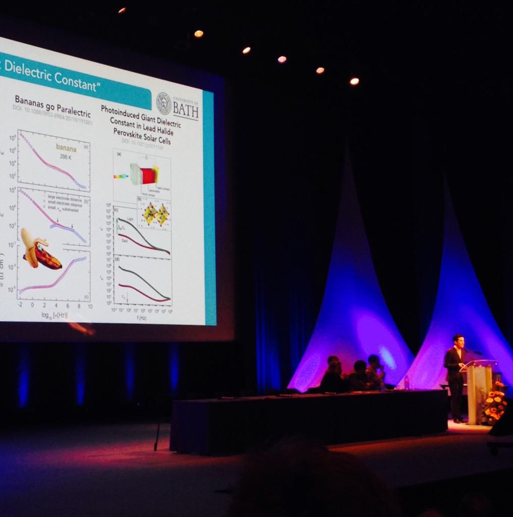 mbellantone's tweet image. Studying dielectric properties of hybrid perovskites? U&apos;d better look at those of bananas! Aron Walsch adviced #emsr