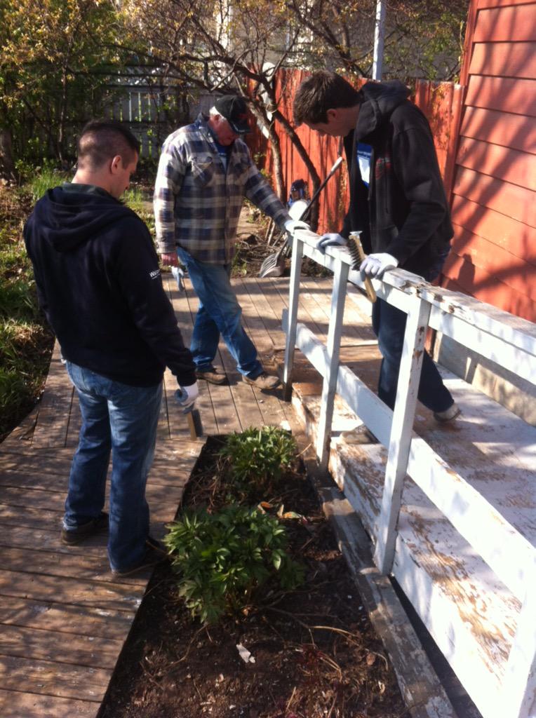 atbfinancial's tweet photo. Mark, Craig &amp; Stephanie give this Ogden house some TLC at the #unitedway #dayofcaring in #yyc. http://t.co/yBG3Lf8A6d