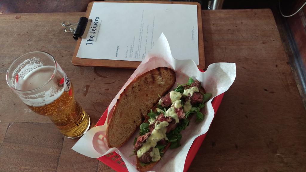 Come get it!!! Hanger steak sandwich with watercress &amp; tarragon mayo, with in house bread.