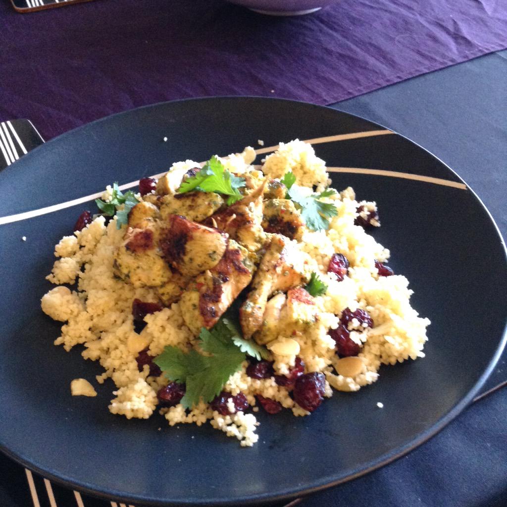 Lemon and coriander chicken with cranberry and almond rice. #freshfood #healthyeating