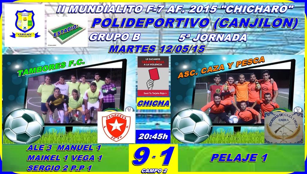 TROFEOCHICHARO's tweet photo. II MUNDIALITO 2015 CHICHARO
TAMBORES FC 9
ASC. CAZA Y PESCA 1
@TAMBORES4 @PerezDpl31  http://t.co/SyEnzYgqPw crónica. http://t.co/rpHWnW2r7c