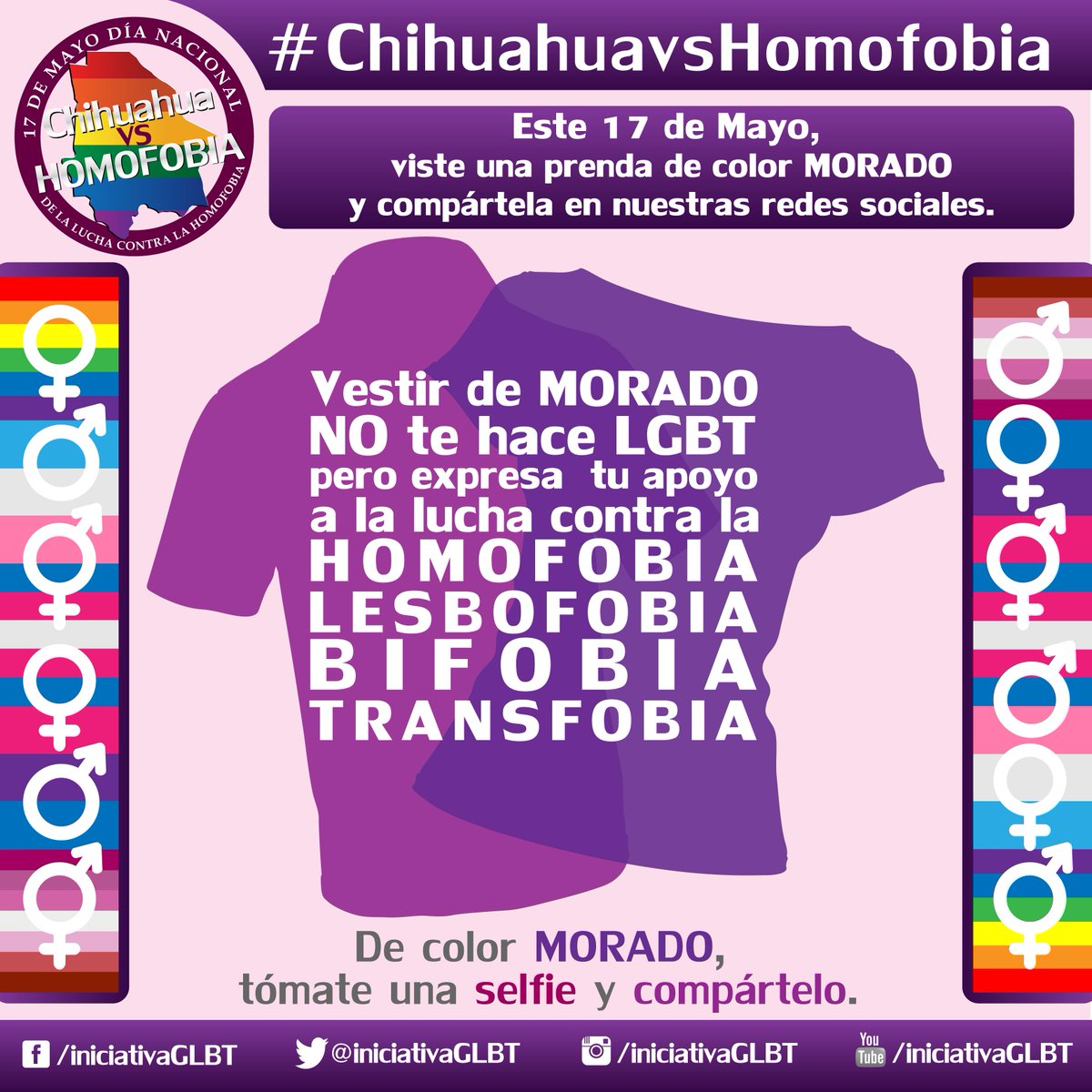 CiudadJrzGLBT's tweet photo. De #MORADO tómate una selfie y compártela este #17Mayo Día Nacional de Lucha contra  #Homofobia #ChihuahuavsHomofobia http://t.co/UyANteqTuG